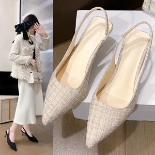 💖สปอตสินค้า💖รองเท้าส้นสูงแฟชั่นฝรั่งเศส กริช แหลม ฝีมือดี รอ…