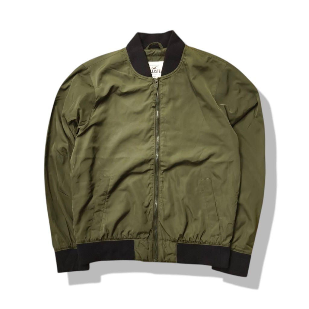 Hollister Olive Green Bomber Jacket รอบอก 44”