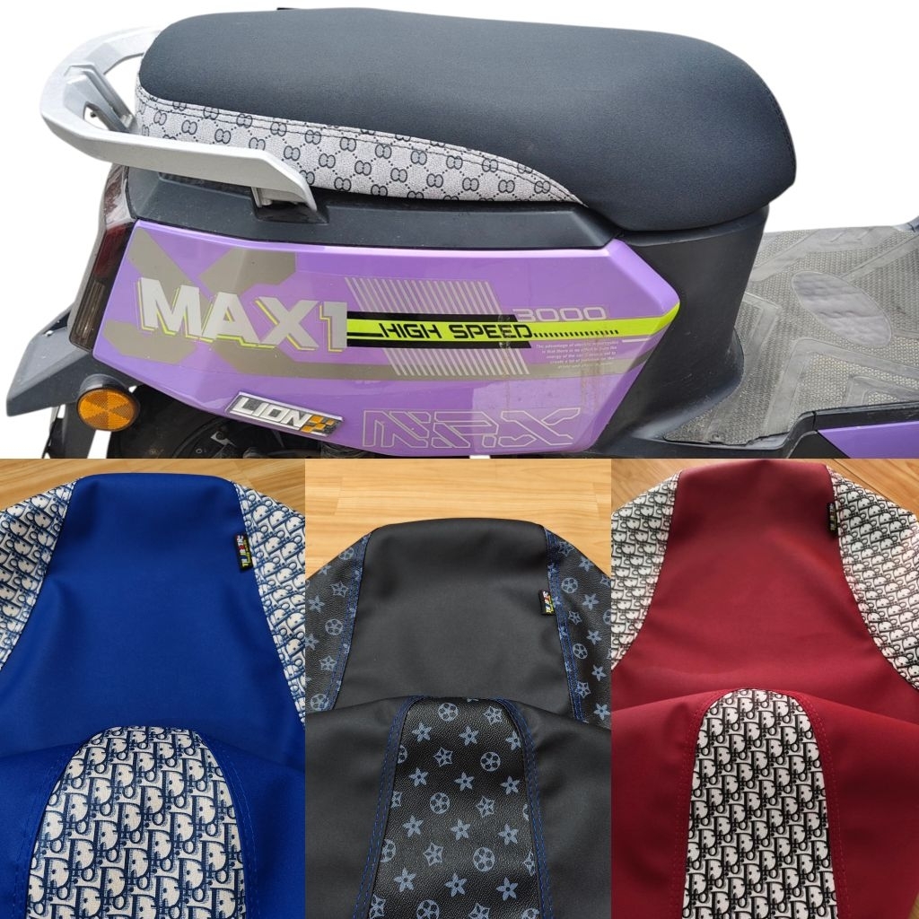 หนังหุ้มเบาะรถไฟฟ้า skg lion z2 สำหรับเบาะเดิมหนัง เรดเดอร์ดำตัดลายแฟชั่นงานไม่ไช่ยางยืดครับ