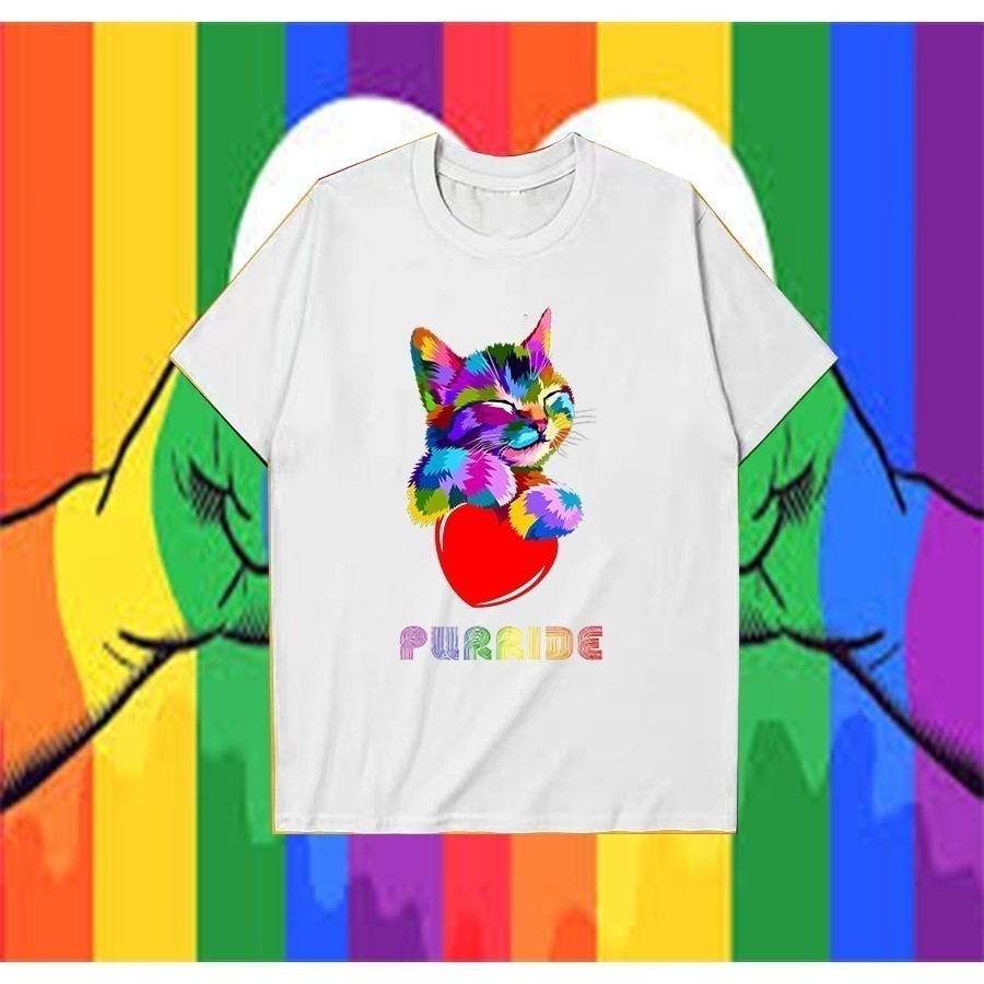 pride month LGBTเสื้อเชิ้ตผู้ชาย พิมพ์ลาย COD แขนสั้น ผ้าฝ้าย100% BORN THIS WAY เสื้อตตอน สีดำ สีขาว คอกลม POPtshirtขนาด