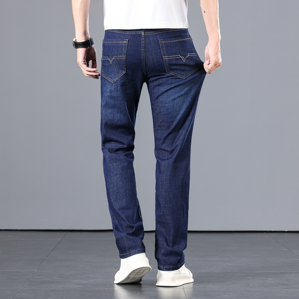 กางเกงยีนส์ผู้ชาย เอวสูง ทรงขากระบอกเล็ก ผ้ายืด ใส่สบาย รุ่น009