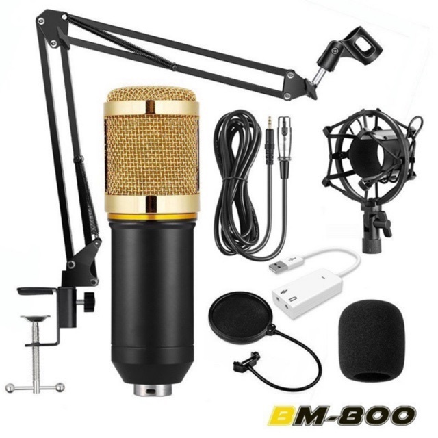 RAZEAKไมค์ ไมค์อัดเสียง คอนเดนเซอร์ Pro Condenser Mic Microphone BM800 พร้อม ขาตั้งไมค์โครโฟน และอุป