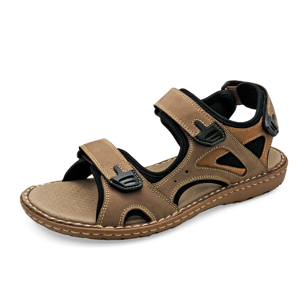 TAYWIN(แท้) รองเท้าแตะลำรองแบบรัดส้น ผู้ชาย รุ่น SKA-27 หนังนูบักสีขี้ม้า