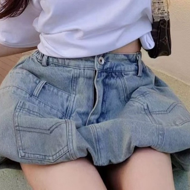 พร้อมส่ง ลดขนาด 1ไซ้ CELEB 8636 กระโปรงยีนส์ทรงบอนลูน เกรดพรีเมี่ยม [ล๊อตใหม่SML XL / ล๊อกเก่า XL XXL]