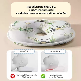 Baby Pillow หมอนหลุมหมี หมอนรองศีรษะ ป้องกันศีรษะแบน เด็กป้องกันผ้าฝ้ายสนับสนุนเบาะนุ่ม