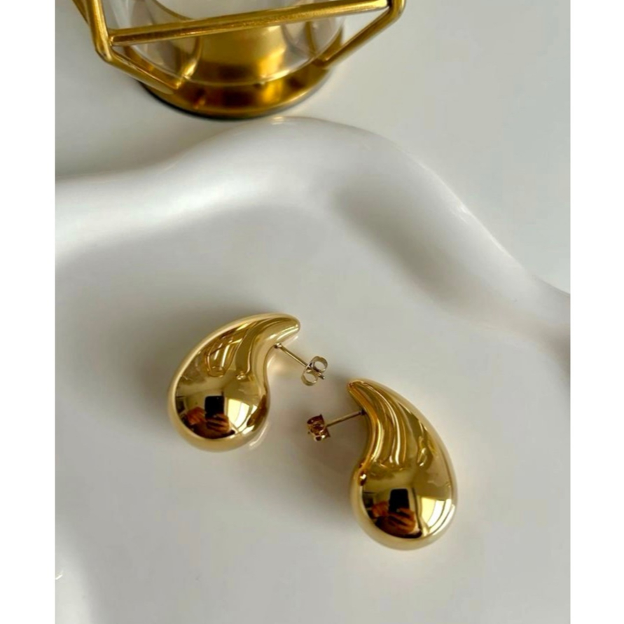 𝐴𝑆𝐻𝐼𝑅𝐴 | ต่างหูทรงหยดน้ำ สีทอง (18k gold plated) water drop Earrings, European Vibe