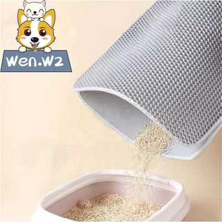 wen.W2 แผ่นรองทรายแมว EVA ป้องกันการกระเด็นและกระจาย แผ่นควบคุมทรายแมว ขนาดใหญ่ แผ่นรองสองชั้นระบายทราย
