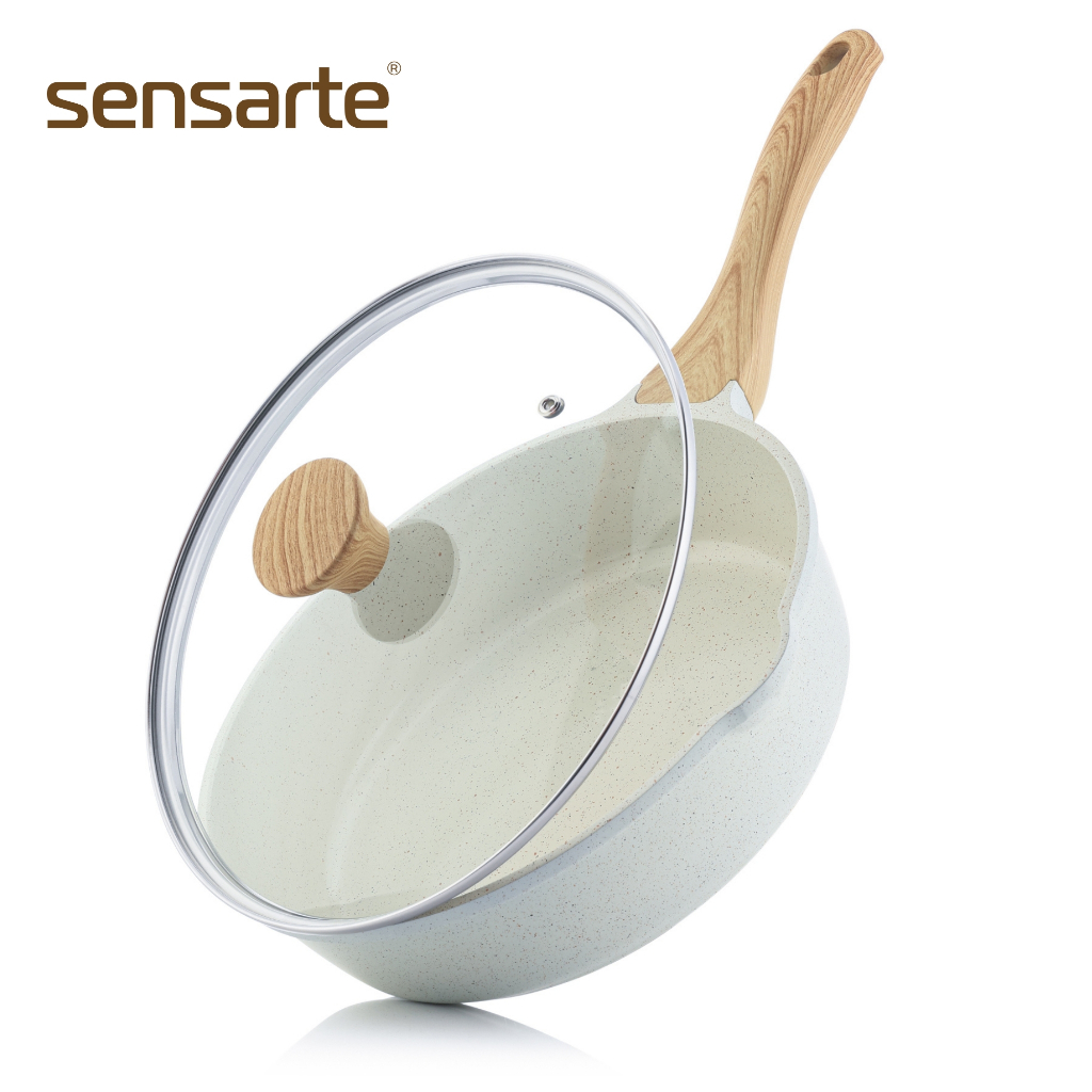 SENSARTE กระทะทรงลึกไม่ติดกระทะ Non-Stick กระทะผัดและทอดแบบปลอดสารพิษ ใช้ได้กับเตาทุกประเภท 26/28/30 ซม.