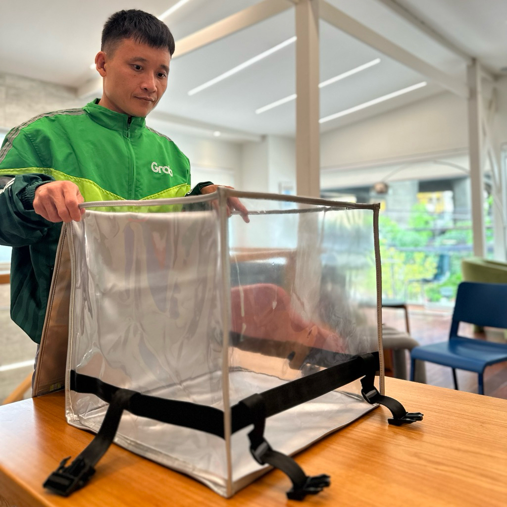 เคสใสคลุมกล่องไรเดอร์ GRAB/LINEMAN/LALAMOVE/SHOPEE (0.9 มม. หนาพิเศษ) กันUV☀️ กันฝน💦 ช่วยยืดอายุการใช้งานกล่อง พร้อมส่ง🚛 - รูปที่ 7