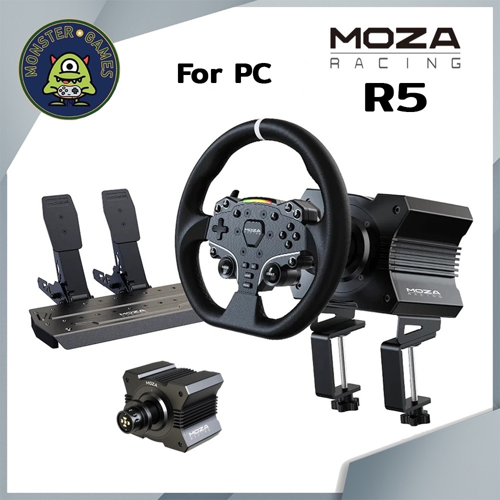 MOZA R5 Bundle Racing Wheel and Pedals PC ประกันศูนย์ 1 ปี (จอยพวงมาลัย PC)(พวงมาลัย MOZA Racing R5)