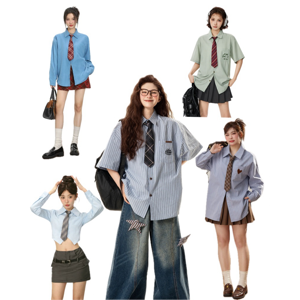 MORA | (แบบสั้น) พร้อมส่ง  🍒 เนคไทสำเร็จรูปลายสก็อต/เนคไทลายทาง necktie (แบบสำเร็จรูป/สวมคอ)