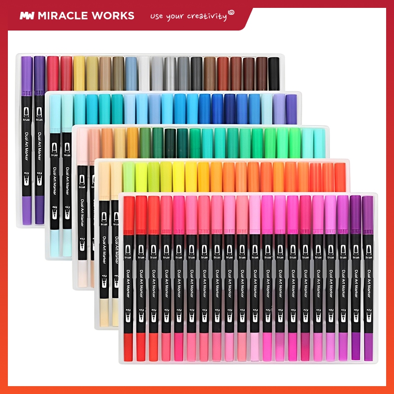 MW 24/36/48/60/80/100/120สี ปากกาเมจิก ปากกาสี ปากกามาร์กเกอร์ ชุดปากกาสีน้ำ สองหัว ล้างทําความสะอาดได้
