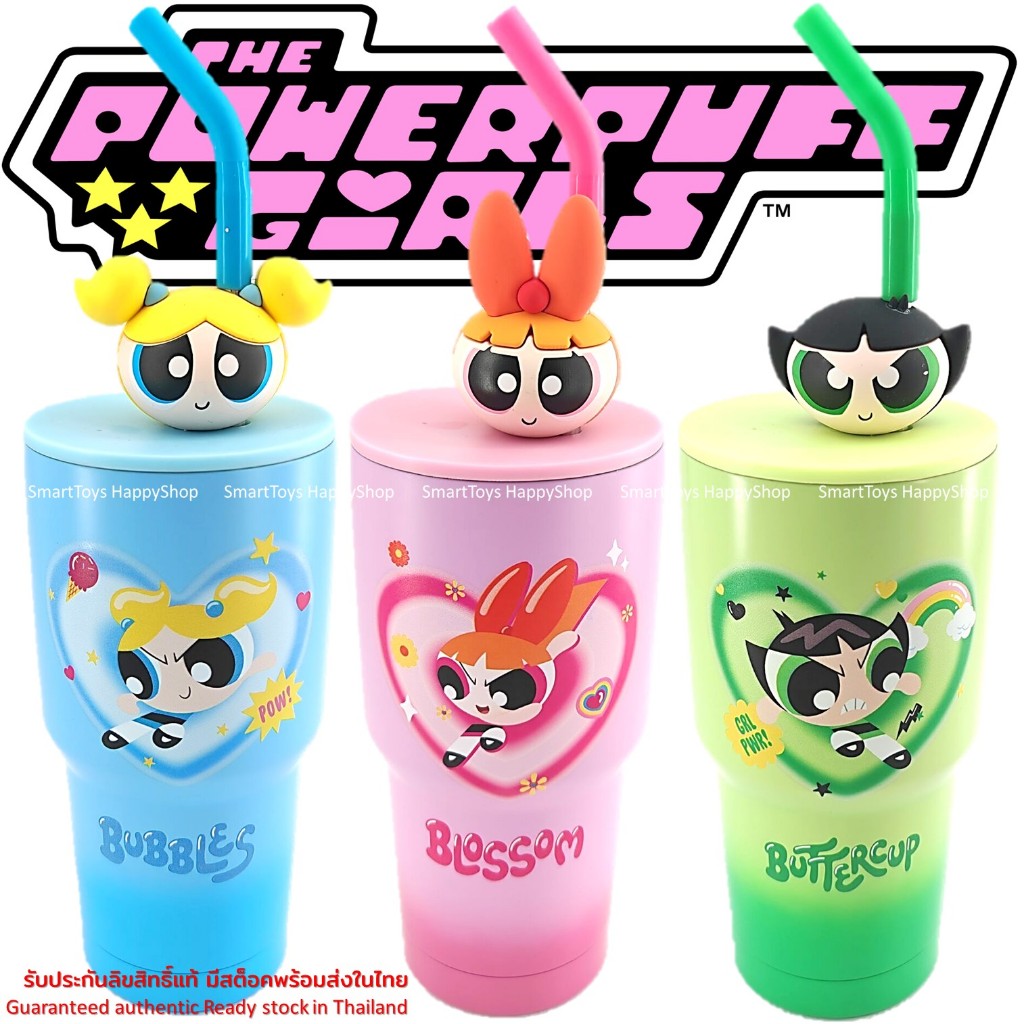 The Powerpuff Girls Collection Stainless Steel Tumbler with Straw 900ml แก้วเก็บ