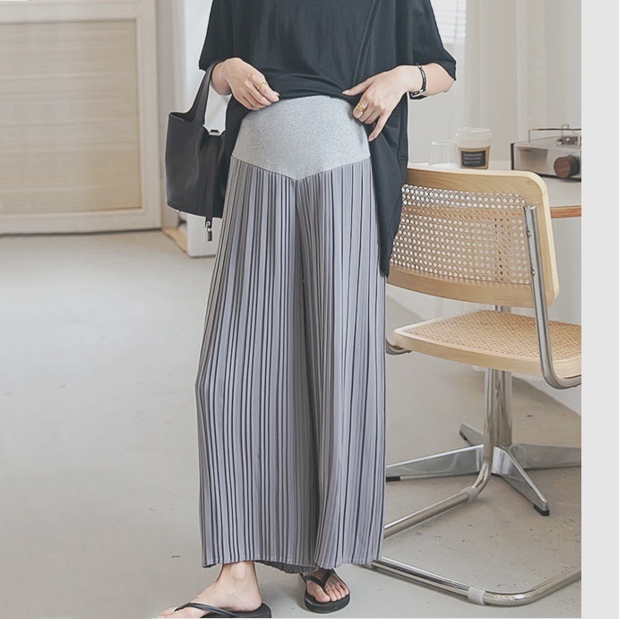 กางเกงคนท้อง - กางเกงขายาวอัดพลีทสำหรับคุณแม่ตั้งครรภ์ เน้นความใส่สบาย ผ้าติดแอร์ใส่แล้วเย็นสบายมาก - รูปที่ 4