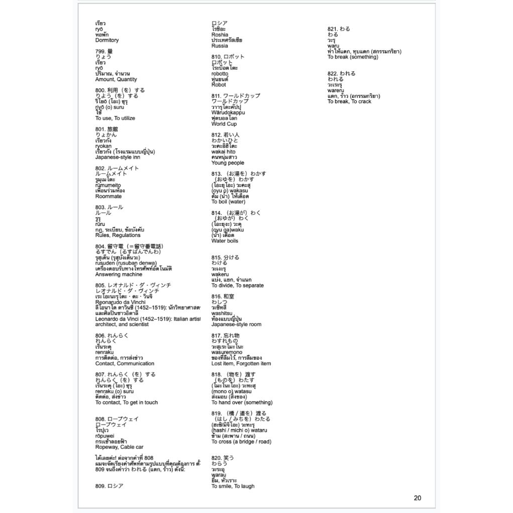 ซีทคำศัพท์ข้อสอบn4/822ภาษาญี่ปุ่น,ไทย,อังกฤษ