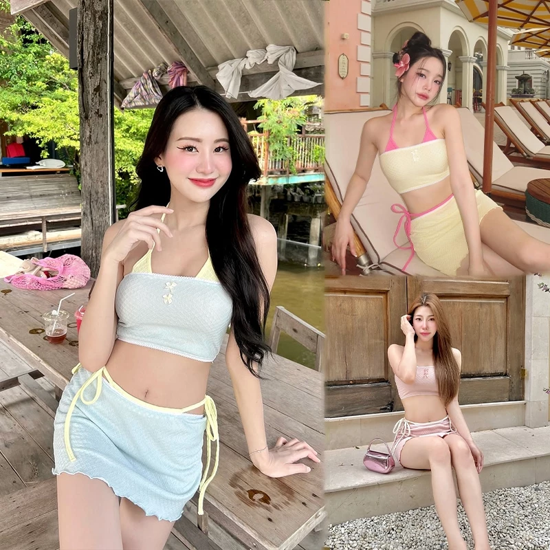 ส่งไวจากไทย ชุดว่ายน้ำผู้หญิง beachwear bikini set มีฟองน้ำ ใหม่ summer#0821