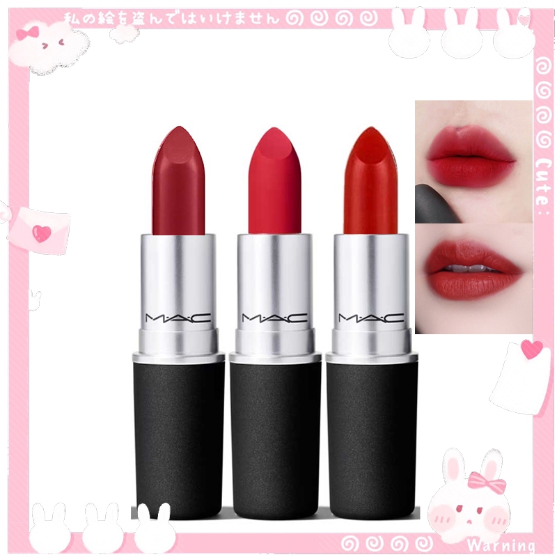 【💄💯แท้/พร้อมส่ง】MAC Powder Kiss Lipstick 3g Ruby woo 707 / Chili / Russian red