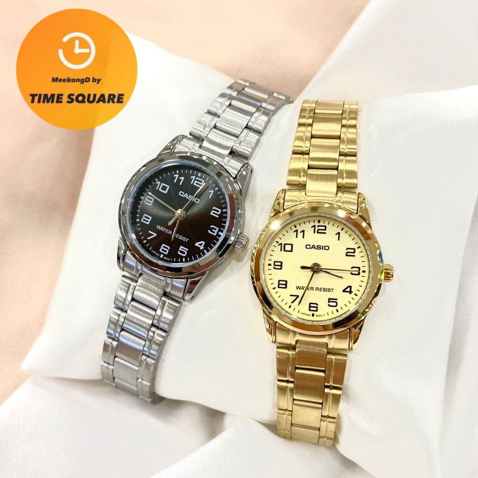CASIO LTP-V001 หน้าปัด25มม. นาฬิกาหญิง สายสแตนเลส กันน้ำ คาสิโอแท้ รับประกันศูนย์1ปี