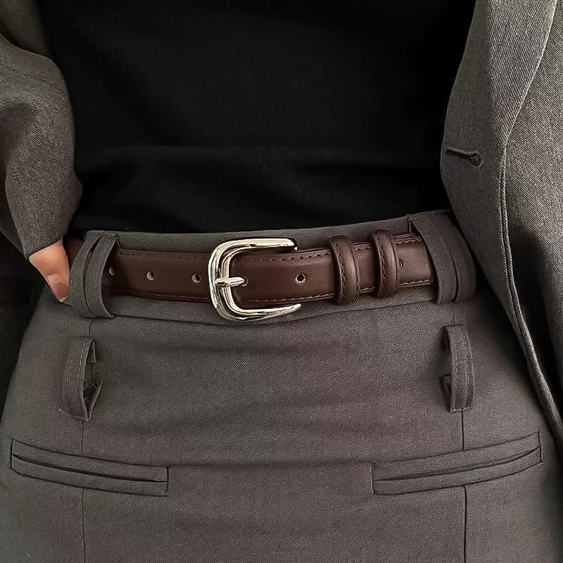 【กรุงเทพฯ + CODสนับสนุน】100CM เข็มขัดหนังเทียมสไตล์ย้อนยุคอเมริกัน  เรียบง่ายและทันสมัย เข็มขัดสไตล์เรโทรอเนกประสงค์ - รูปที่ 2