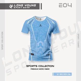 LONG YOUNG เสื้อกีฬา พิมพ์ลายหน้าเดียว คอกลม เสื้อออกกำลังกาย ชุดออกกำลังกาย รุ่น //E04