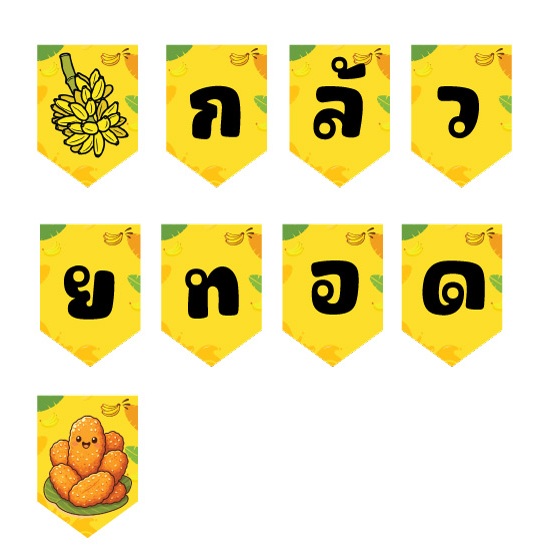 ป้ายธงกล้วยทอด ทำจากไวนิล หนา 400 แกรม ภาพตัวหนังสือคมชัด