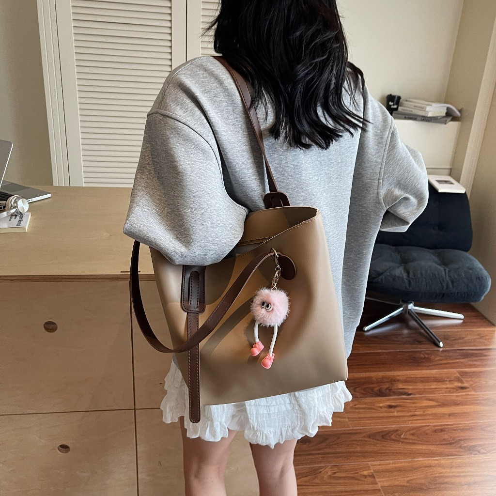 uyongit กระเป๋าสะพายไหล่ สไตล์เกาหลี หนังPU ความจุขนาดใหญ่ (แถมพวงกุญแจ) มีบริการส่งด่วน B-033 - รูปที่ 6