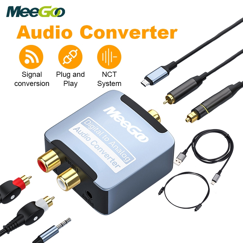MeeGoo ตัวแปลงสัญญาณ สาย optical พร้อมแจ็ค AUX3.5มม อะแดปเตอร์แปลงเสียงดิจิตอล