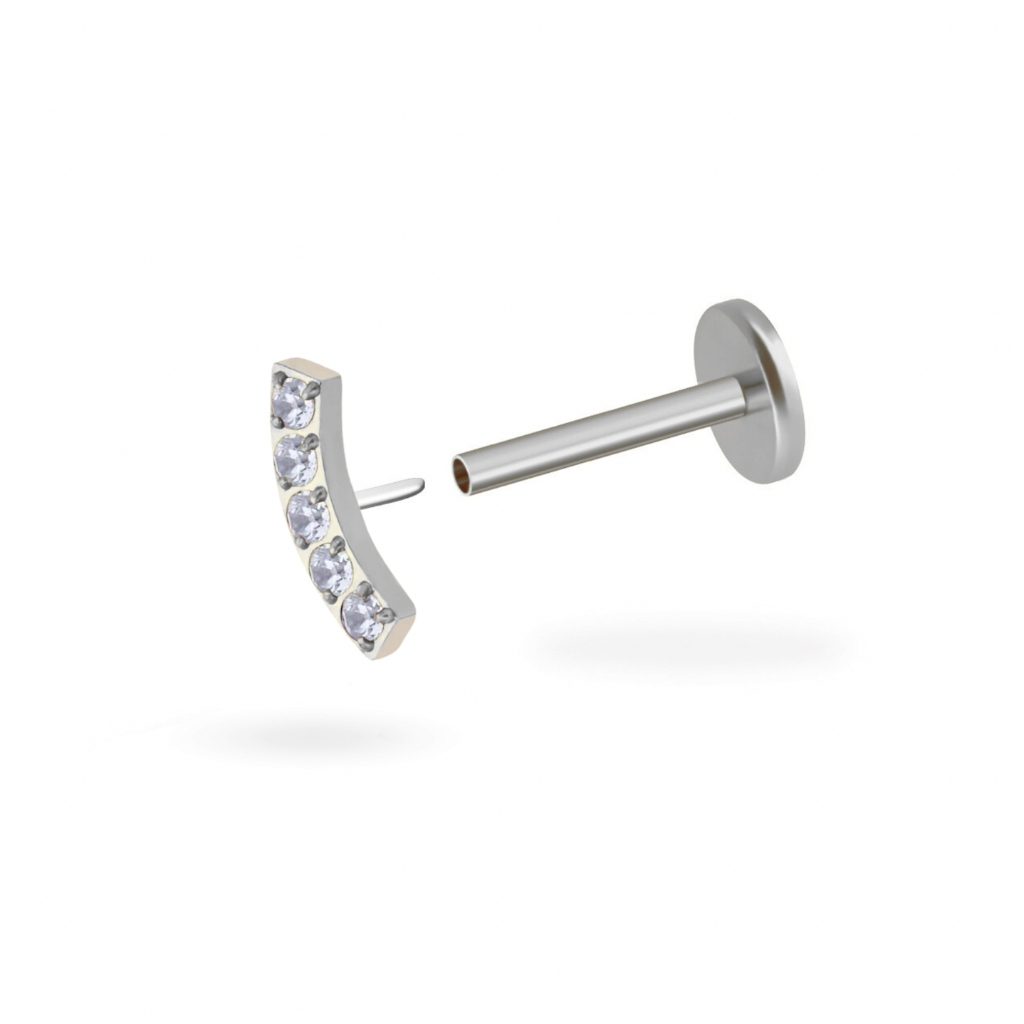 CZ Curved Flatback Earring (1ชิ้น)