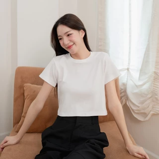 Bibi_SP086 เสื้อ Baby Tee คอตตอน 100% ปักโลโก้ ใส่สบาย แมทช์ง่าย แมทช์ได้ทั้งเอวสูง/ต่ำ