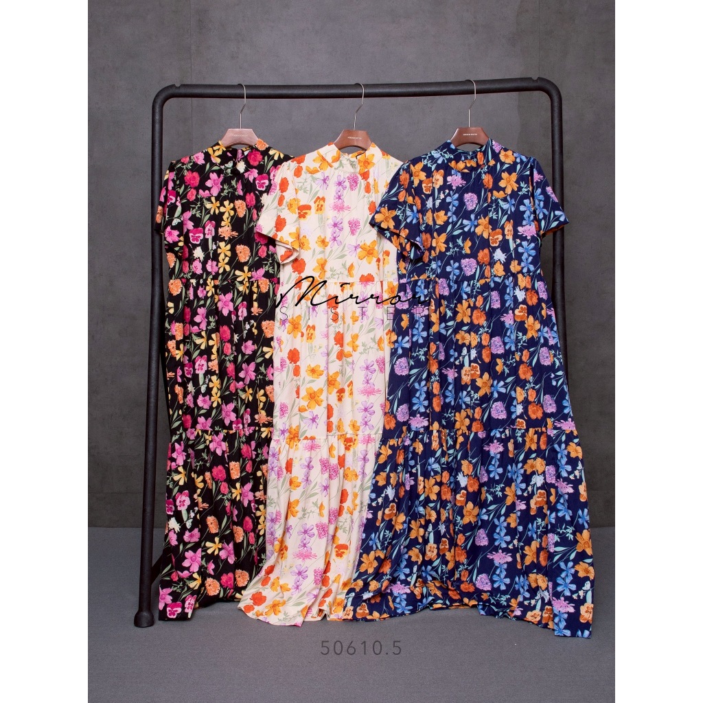 🔖Mirrorsister 50610.5 เดรสลายดอก ทรงหลวมใส่ง่าย มีสายให้ผูกถ้าต้องการความเข้ารูป มีซับในสายเดี่ยว - รูปที่ 7