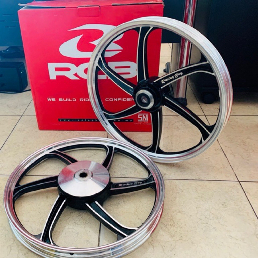 ล้อแม็ก  mio125 ขอบ17 หน้าดิสก์ สีดำปัด Racingboy