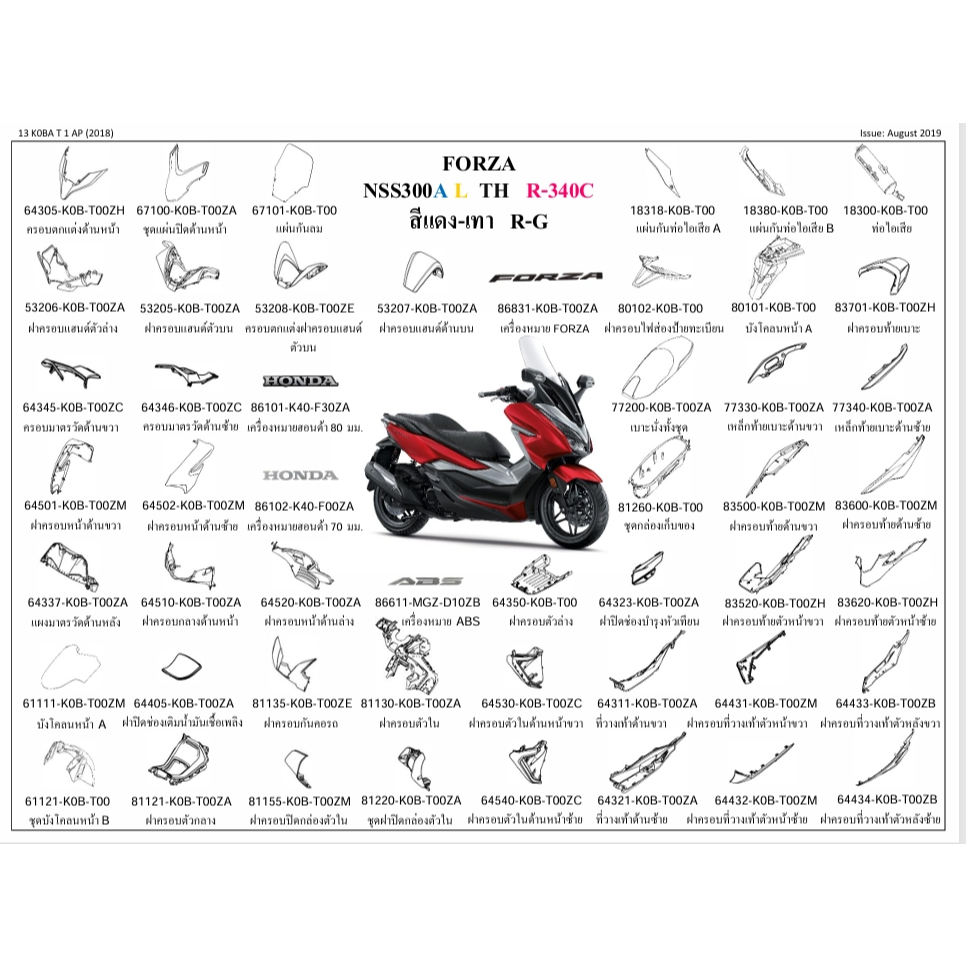 83600-K0B-T00ZM/ฝาครอบท้ายด้านซ้าย/รุ่นForza300ปี2020