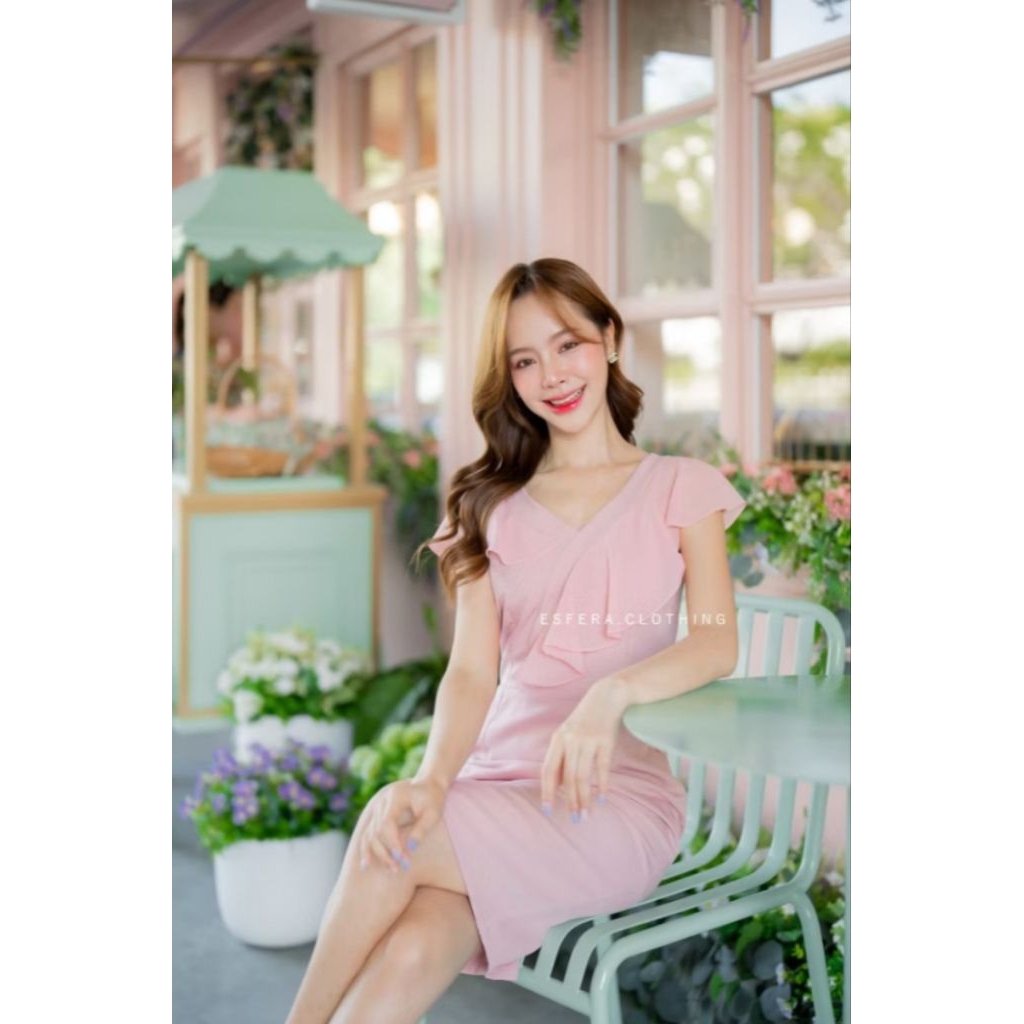 เดรสสีชมพูใส่งานแต่ง🩷 ป้ายEsfera