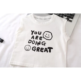 เสื้อกั๊กเด็ก เสื้อกั๊กเด็กชาย ผ้าฝ้าย100% เนื้อนุ่ม แขนกุด พิมพ์ลายตัวอักษร 0-5ปี #T22502