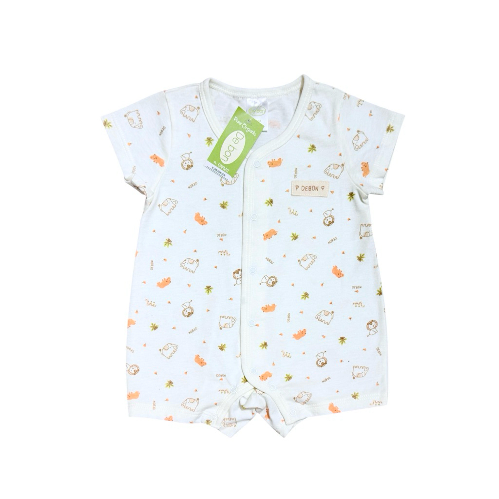 Debon Organic By Enfant เดอ บอน อองฟองต์ ลายใหม่ ชุดบอดี้สูท บอดี้หมีสั้น  สำหรับเด็กแรกเกิด-6เดือน