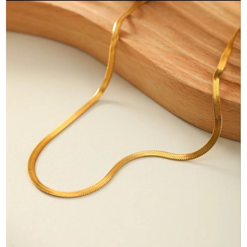BBสร้อยคอสแตนเลสลายsnack-chain3mmยาว40+5cm