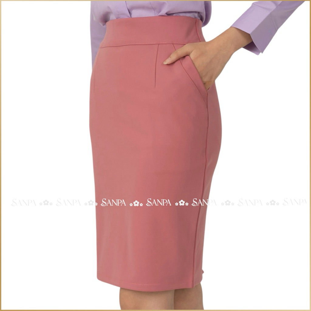 กระโปรงโรเชฟเป๋าเฉียงเกล็ด (S-5XL)