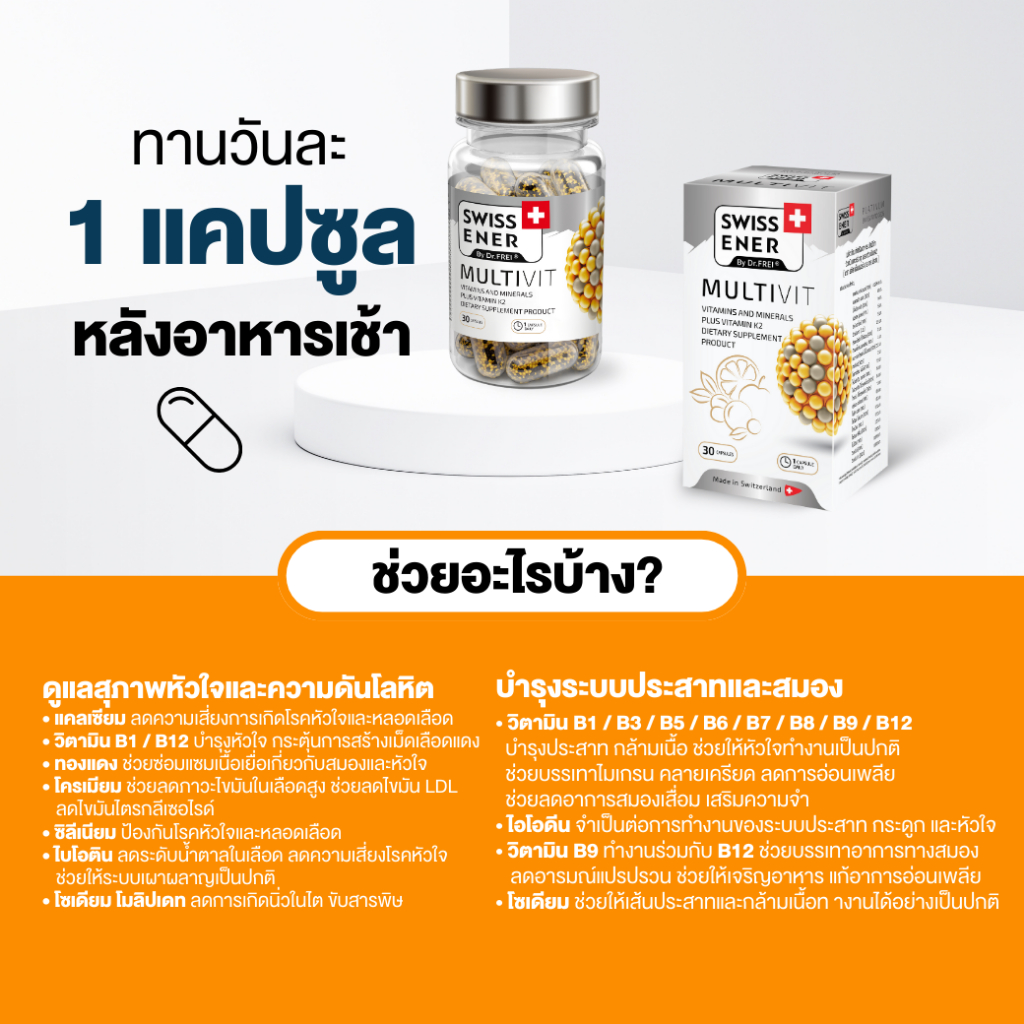 [2 แถม MG 1 ] Swiss Ener Multivit + K2 [สวิสเอนเนอร์ มัลติวิท ผสม วิตามินเค2] - รูปที่ 4