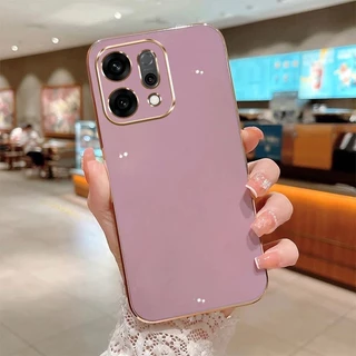 เคส ขอบทอง สำหรับ OPPO Reno16 16F 16Pro 15 15F 15Pro 14 14F 13 13F 12F 12 12Pro 11 11Pro 11F 10 10Pro+ 8T สีสวย เรียบหรู
