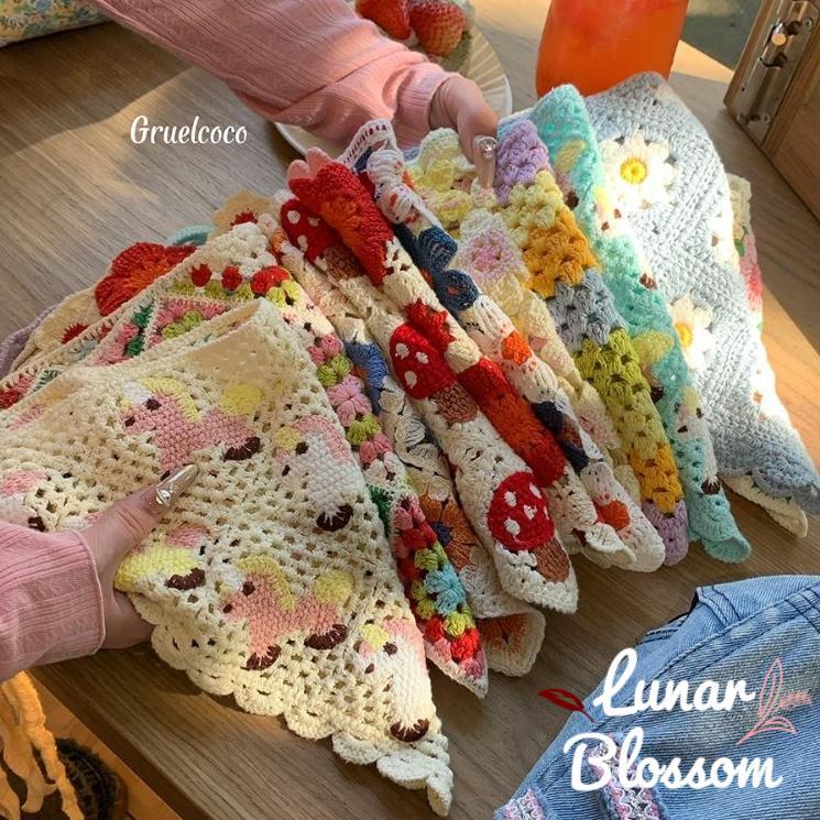 Lunar Blossom🌸ผ้าคาดผมสีสดใส🌸ที่คาดผมถักลายดอกไม้เครื่องประดับ โดปามีนสไตล์ ส่งฟรีCOD พร้อมส่งในไทย24ชม.