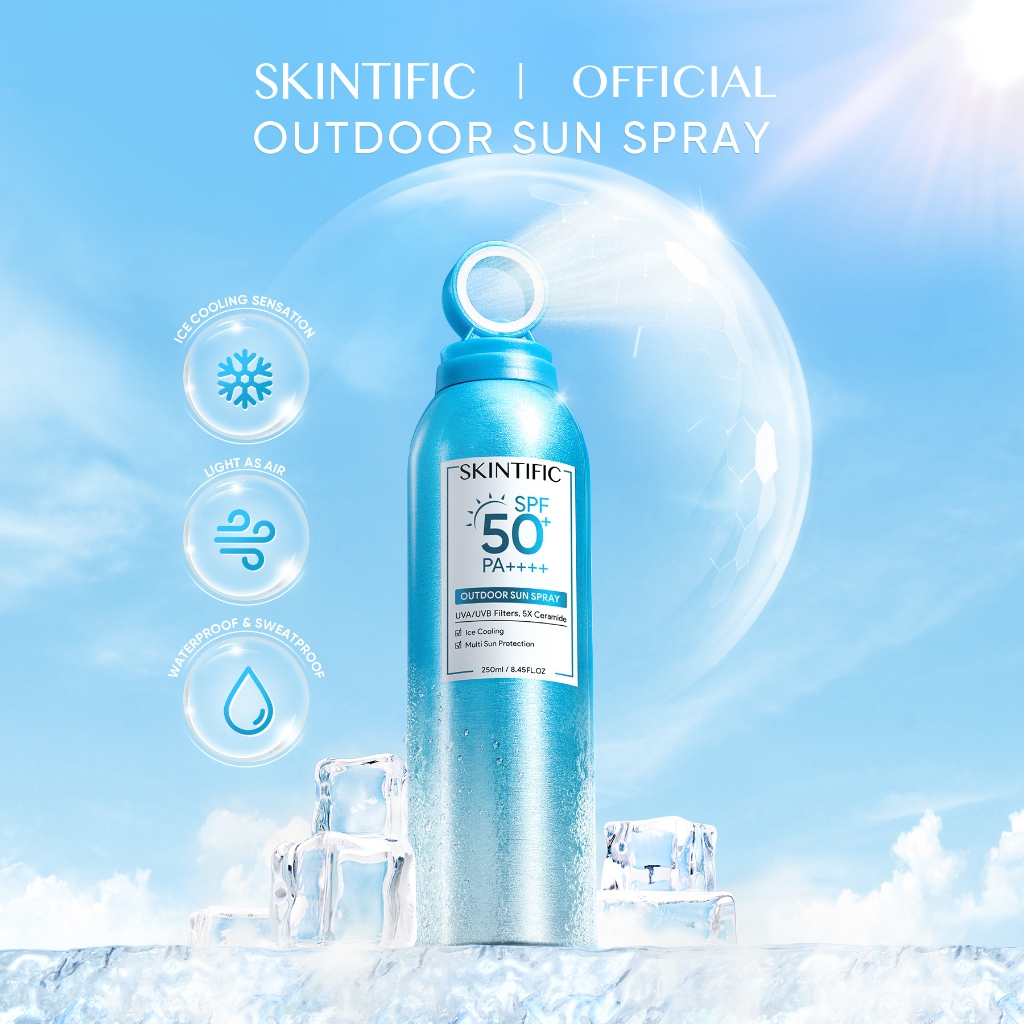 SKINTIFIC Outdoor Sunscreen Spray SPF50+ PA++++ 250ml กันแดดหน้า ซันสเปรย์ กันแดดตัว กันแดด เอาท์ดอร์