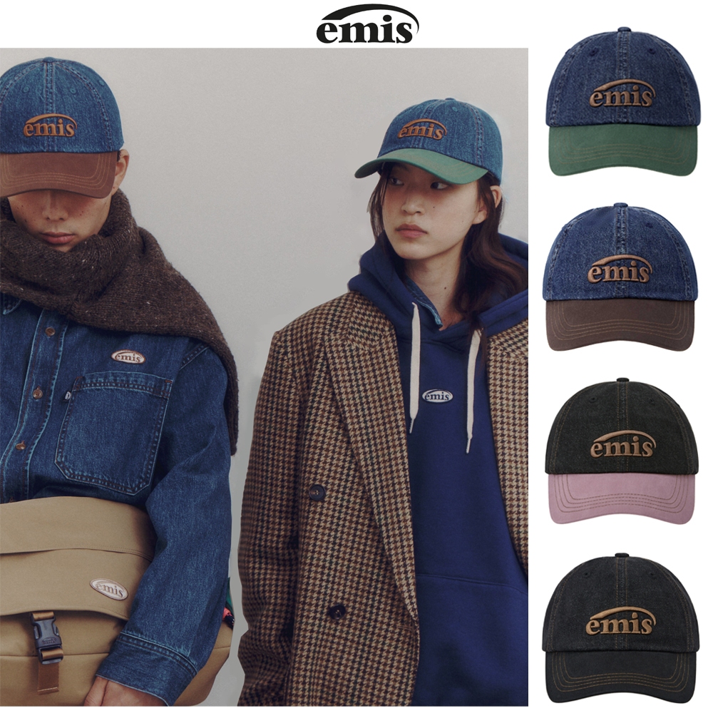 New หมวก emis แท้ หมวกทรงบอลเดนิมซักแล้ว CAP หมวกเกาหลี/ที่บังแดด/หมวกกันแดด