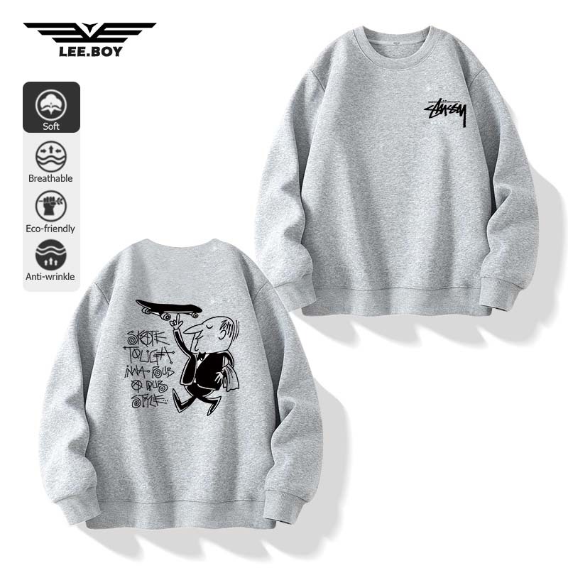 เสื้อหนาว หนา นุ่ม ใส่สบาย เรียบง่าย Sweatshirts ผ้าฝ้ายไซส์ใหญ่สำหรับผู้ชาย ตัดเย็บดี แนวโน้ม (ส่งเร็ว จัดส่งจากไทย)