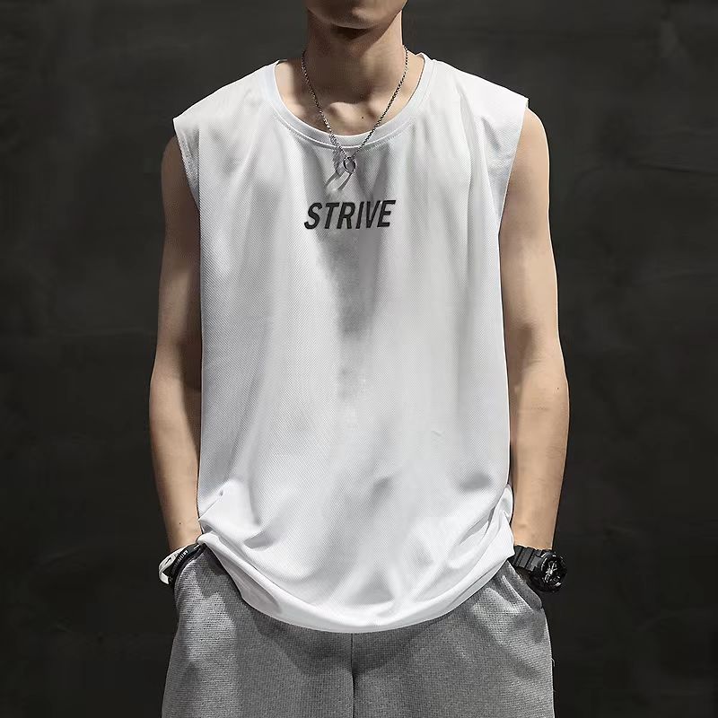 MR.COOL เสื้อยืดแขนกุดผู้ชาย เสื้อกล้ามชาย ผ้าระบายอากาศได้ดี สวมใส่สบาย ผ้าตาข่าย พิมพ์ลายSTRIVE