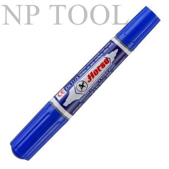 NP-191 ปากกาเคมี 2หัว ตราม้า สีน้ำเงิน