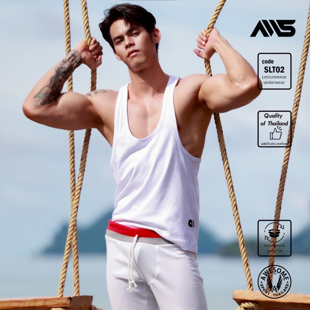 SLT02 เสื้อกล้ามใส่นอนเว้าลึก   เหมาะสำหรับใส่นอน และเป็นชุดลำลอง Awesome sport
