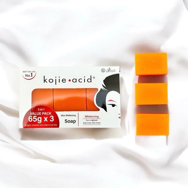 Kojie acid soap สบู่โคจิก กล่อง แพ็ค 65 กรัม x 3 ก้อน