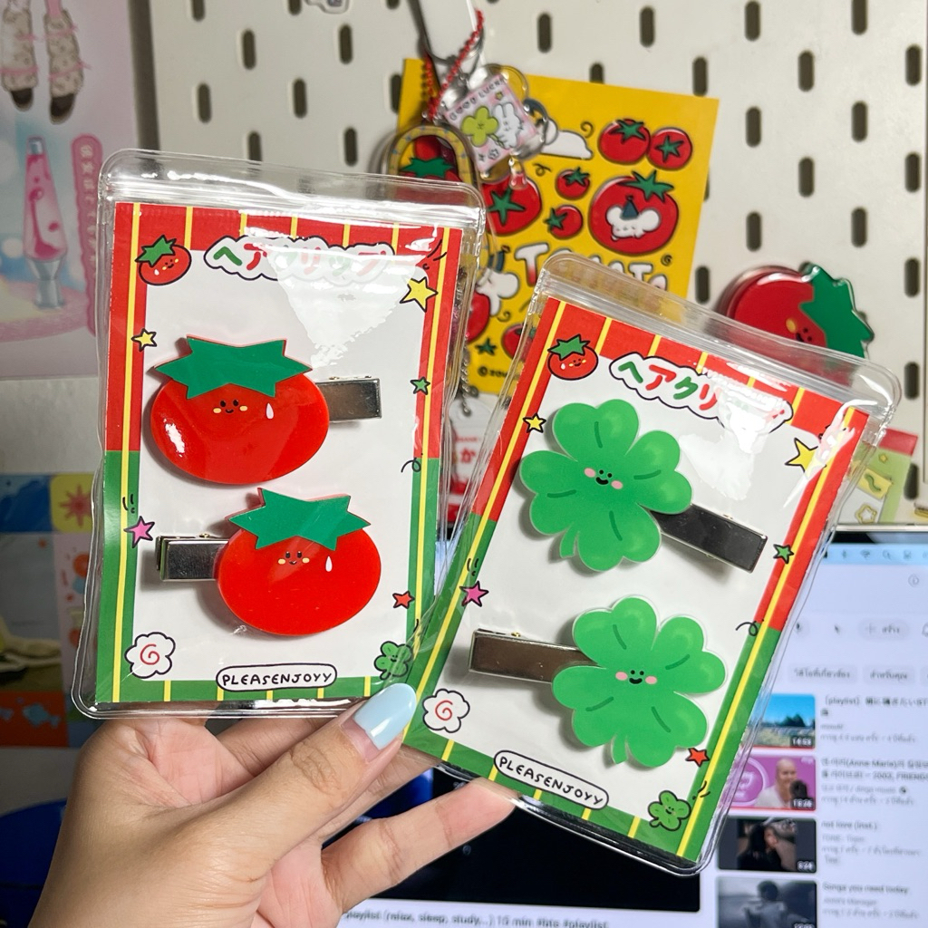 🍅HAIR CLIP🍀 กิ๊บติดผมมะเขือเทศ&ใบโคลเวอร์ !! BY pleasenjoyy น่ารักมากกๆ