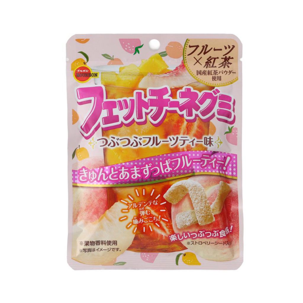 [ส่งด่วน] Bourbon Fettucine Gummi Tsubutsubu Fruty/Italian Grape/Cola/Lemon AJi 50g. เบอร์บอน วุ้นเจ