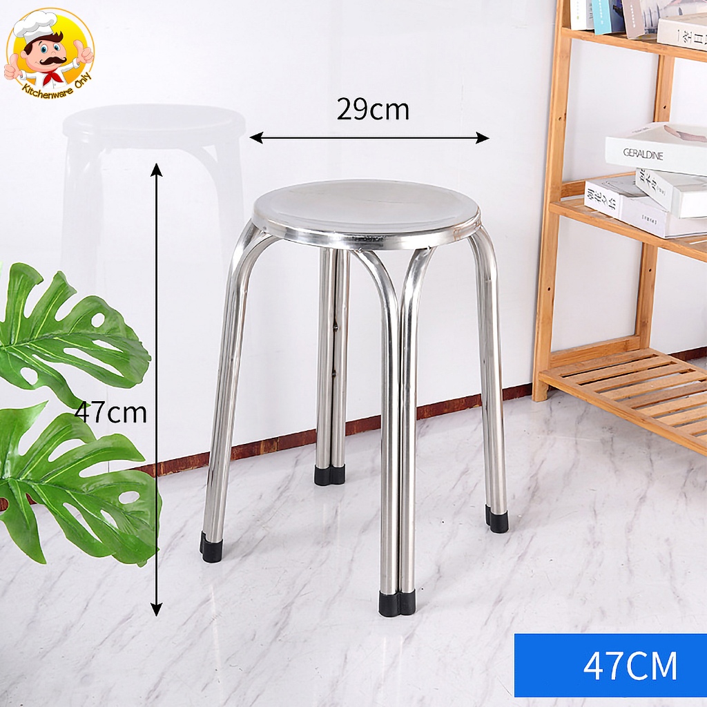 เก้าอี้สแตนเลสกลมขาคู่  เกรด201 สูง 47cm.  เเข็งเเรง ทนแดด ทนฝน
